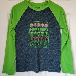 Minecraft Kids Long Sleeve Tee - Green and Blue